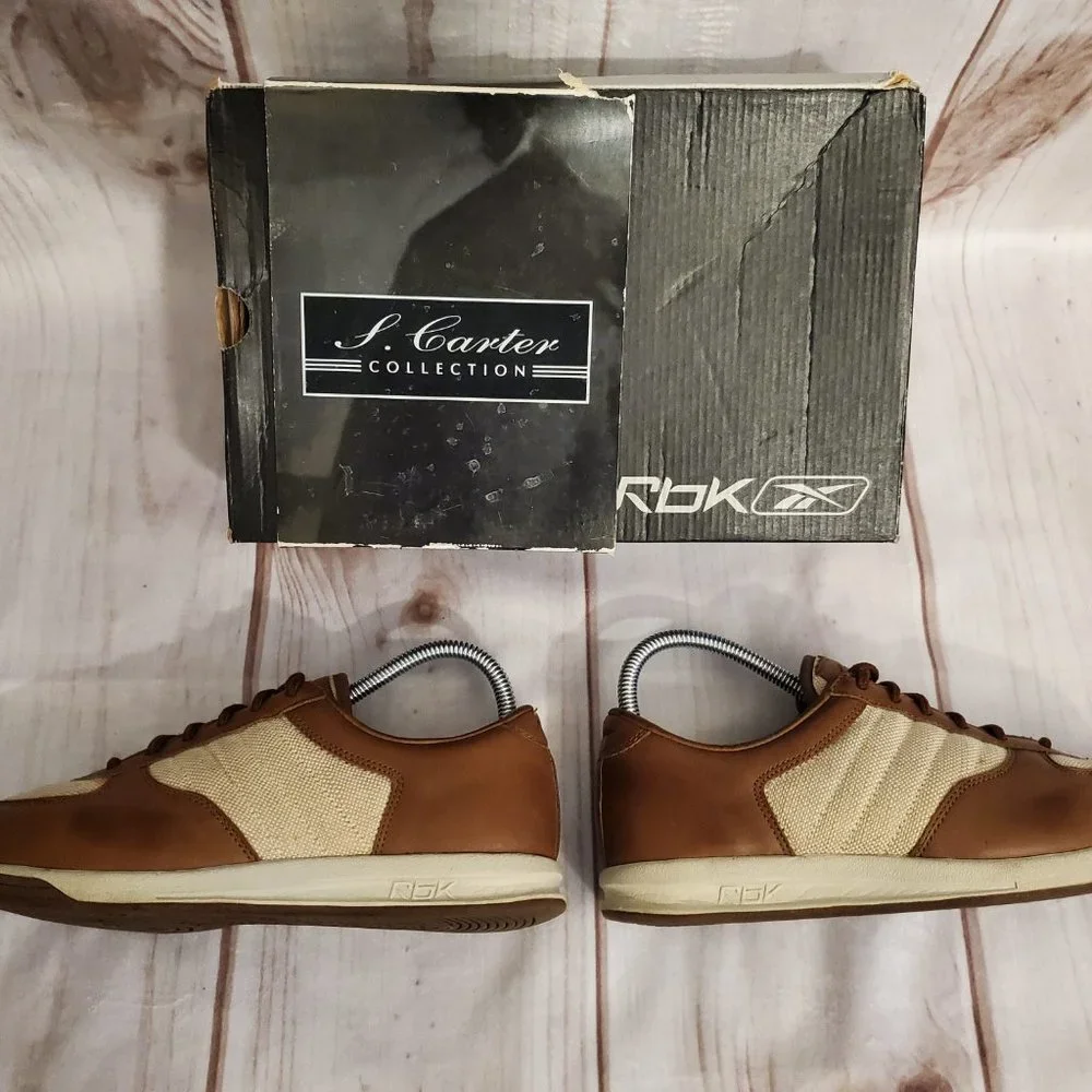 Reebok Rbk S. Carter Collection Leather Sneaker, Kids 5 1/2, Brown/Tan - Picture 8 of 10
